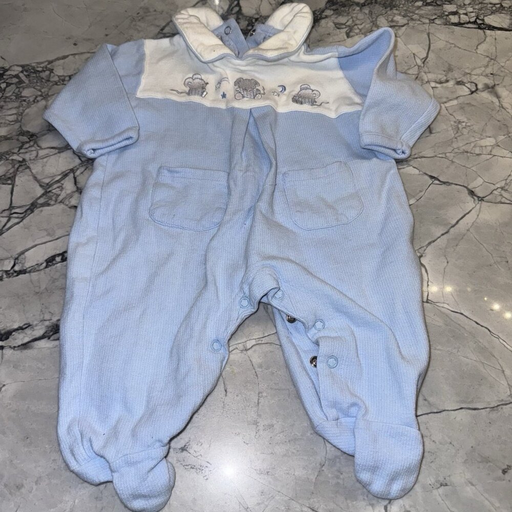 Vintage Rumble Tumble 3-6 Months Blue Sleeper Mice One Piece